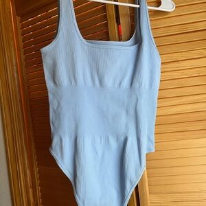 Light Blue Ribbed Bodysuit